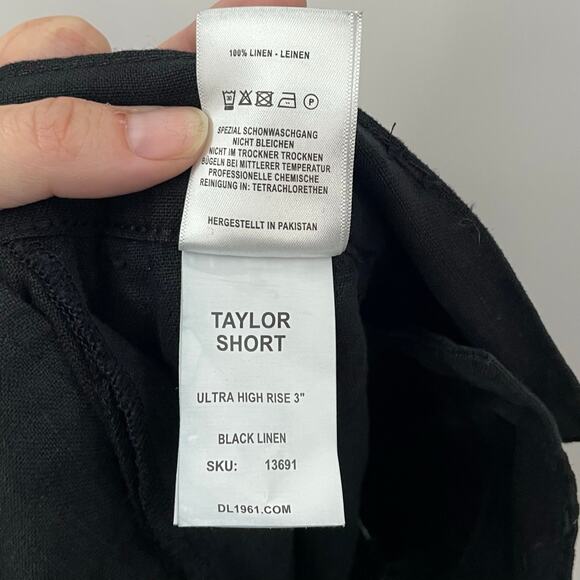 NWT DL1961 25 Taylor Short Ultra High Rise 3" Black Linen - Picture 11 of 12